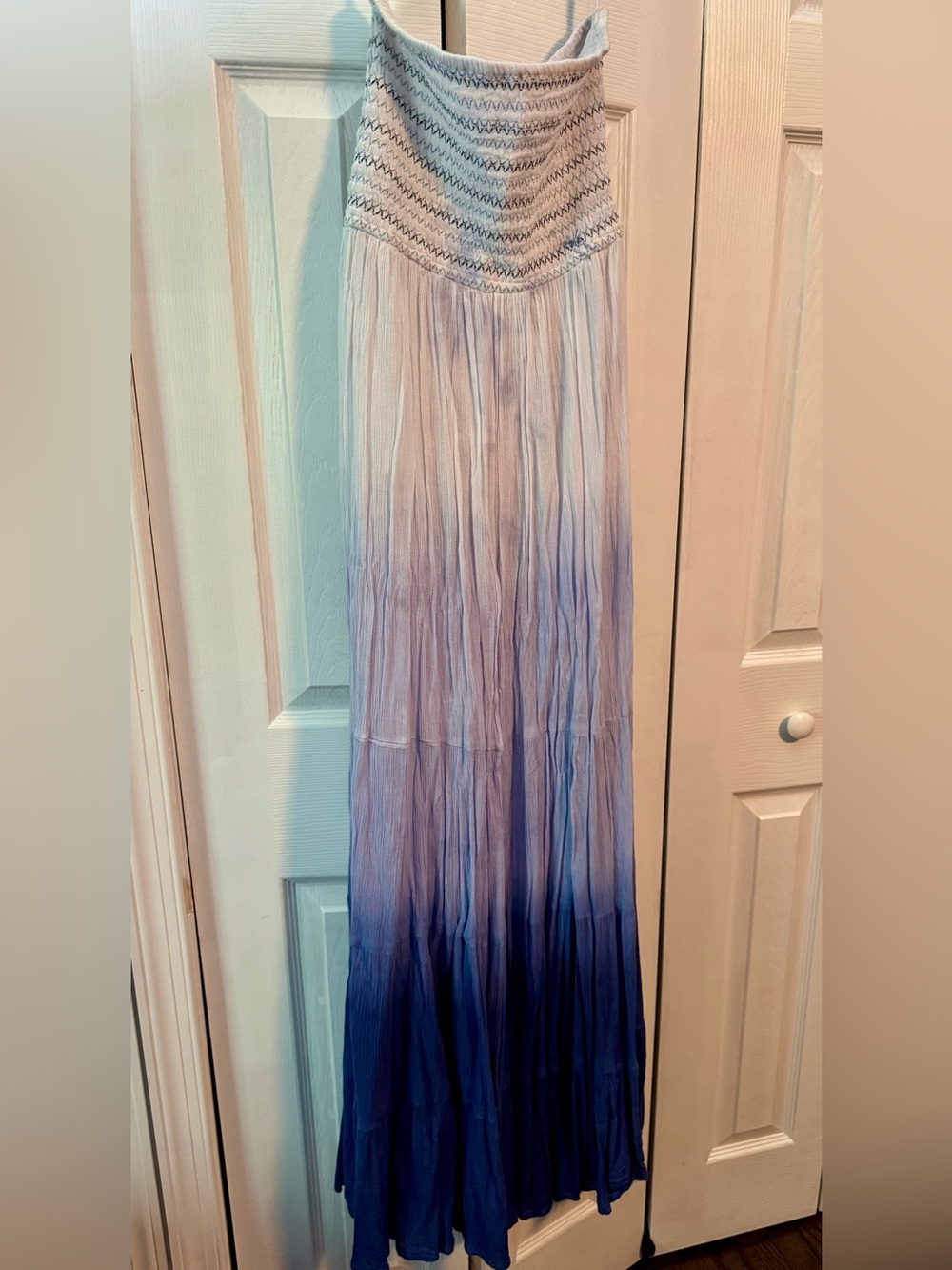 Women's Ombre Blue Maxi Dress - Strapless